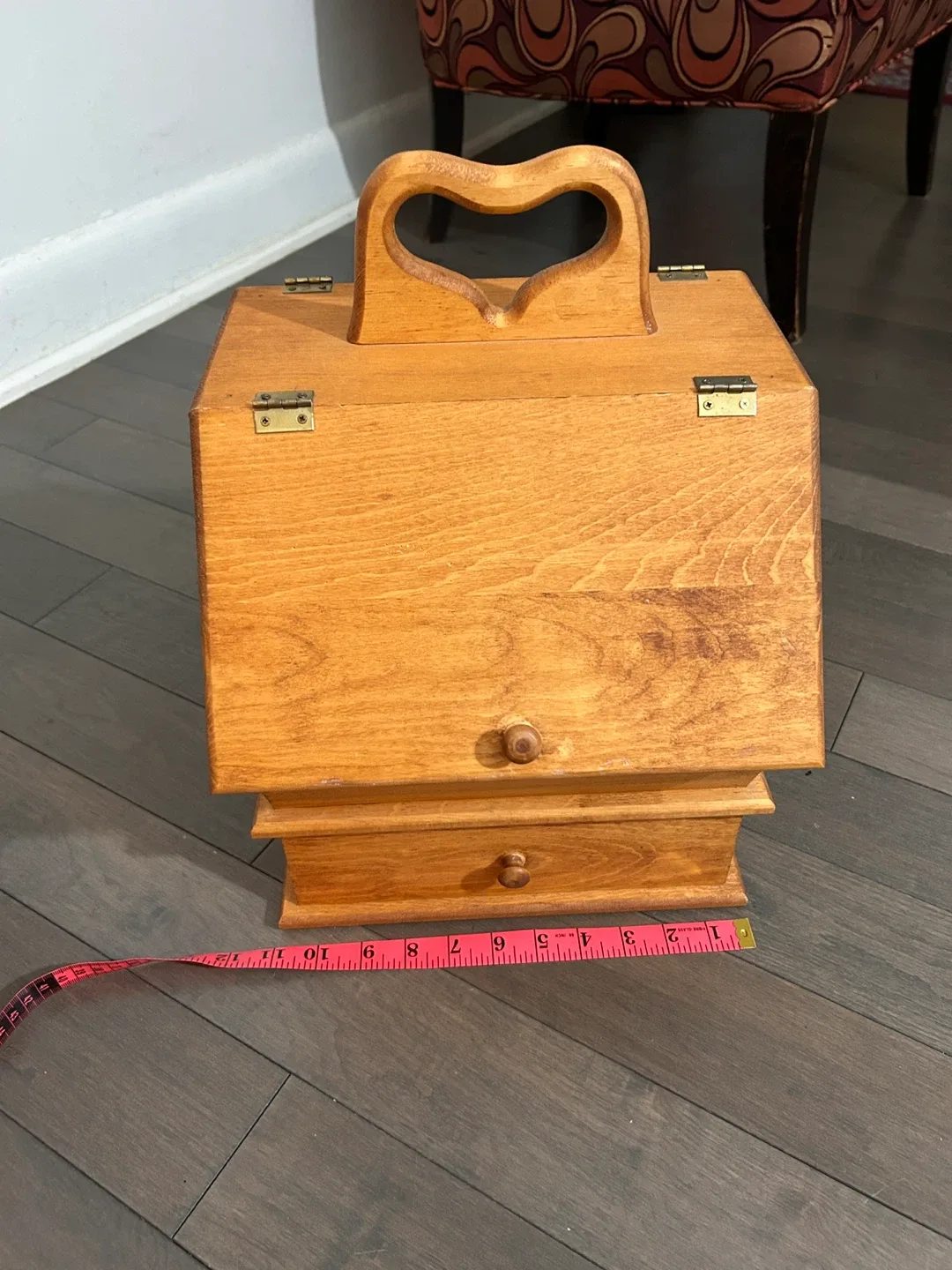 Vintage Wooden Sewing Box with Handle & Drawers image indicator(4)