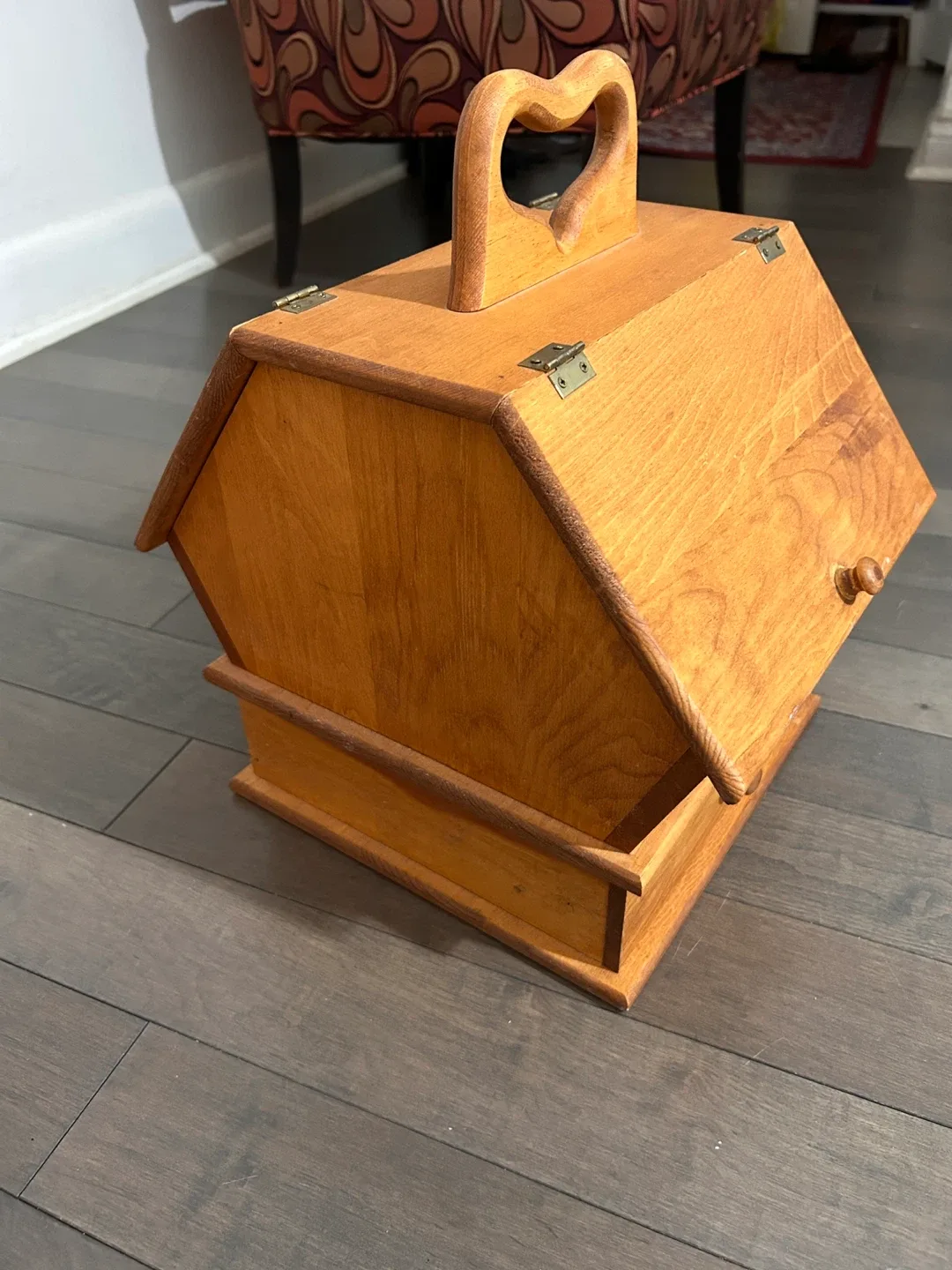 Vintage Wooden Sewing Box with Handle & Drawers image indicator(7)