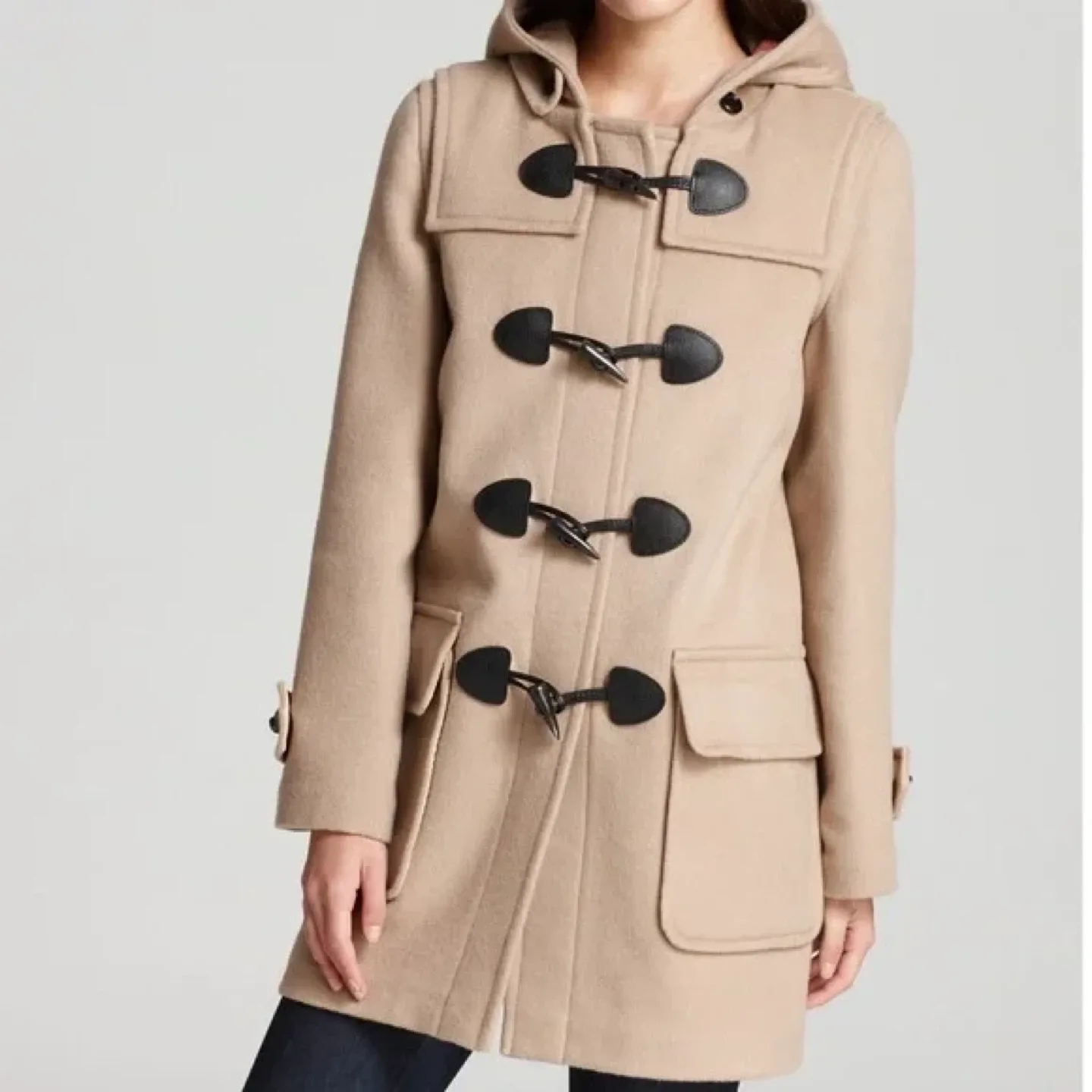 Classic Beige Wool Duffle Coat