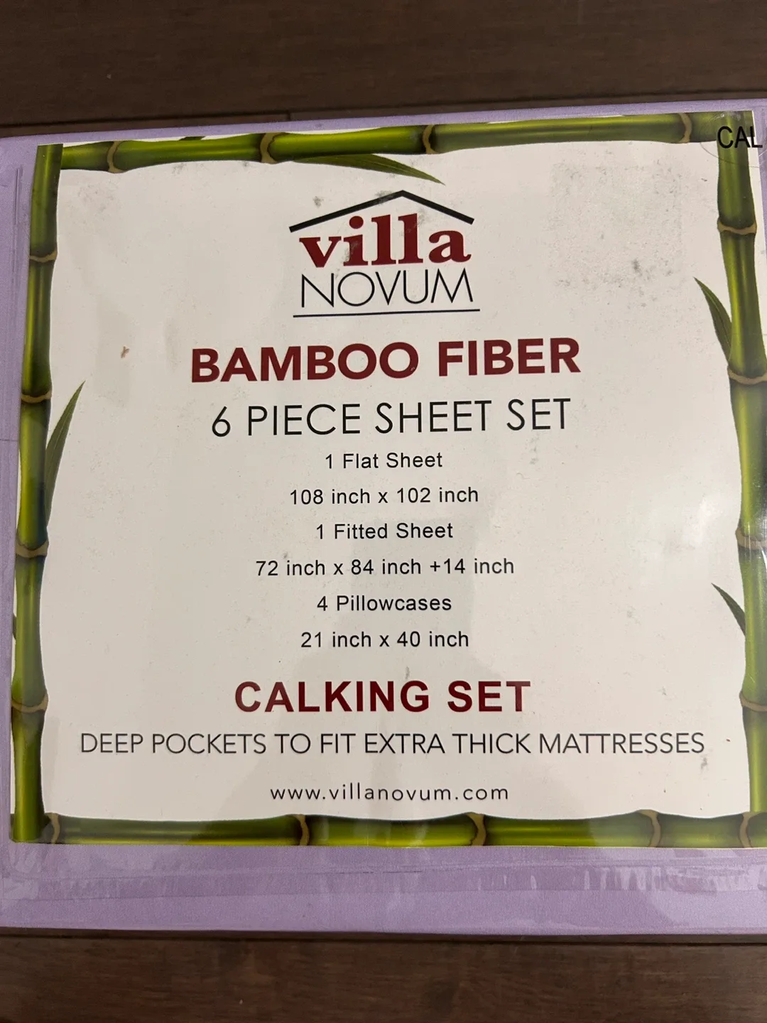 Villa Novum Bamboo Fiber Cal King 6-Piece Sheet Set image indicator(6)