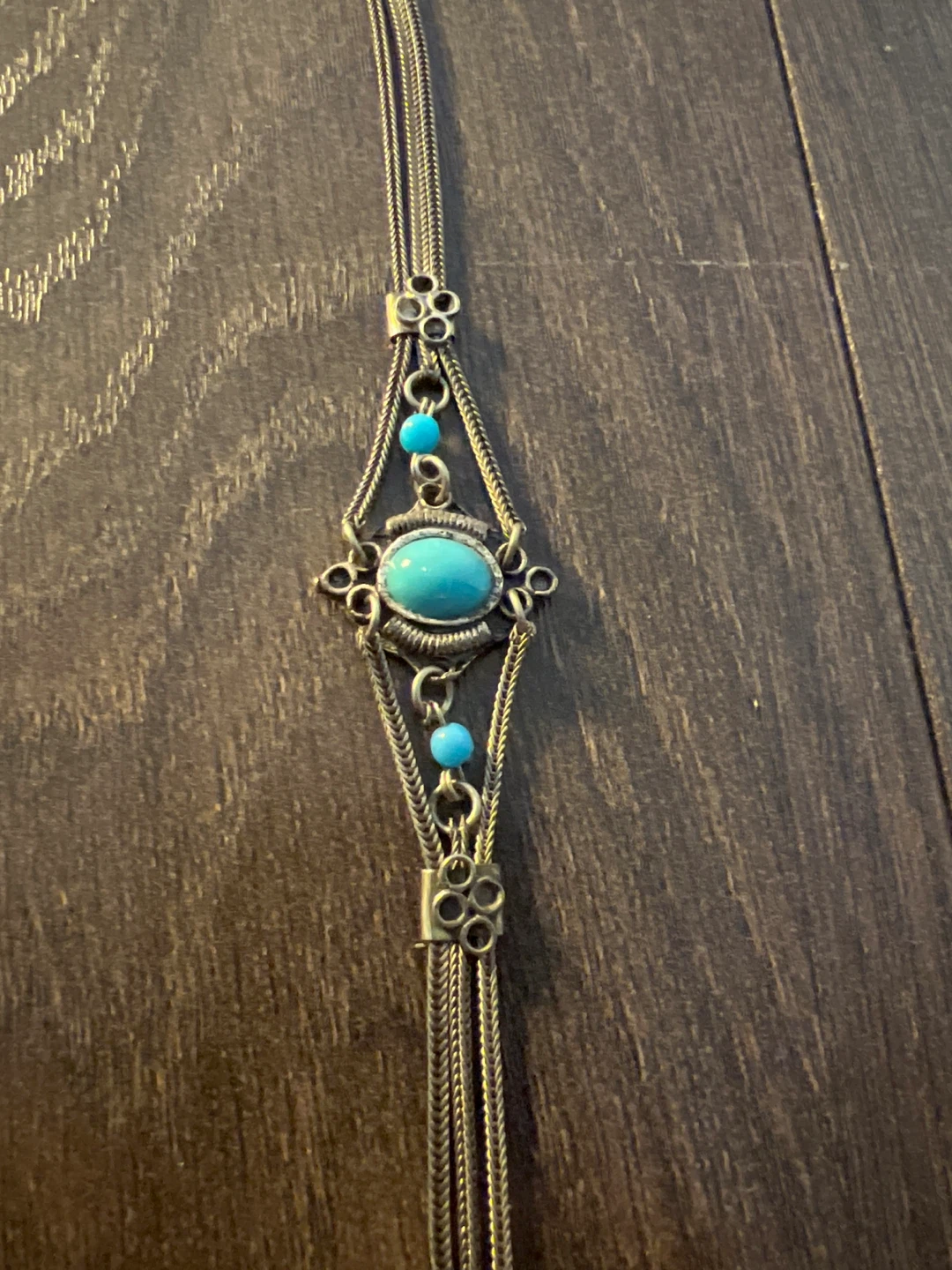 Silver Tone Turquoise Beaded Bracelet