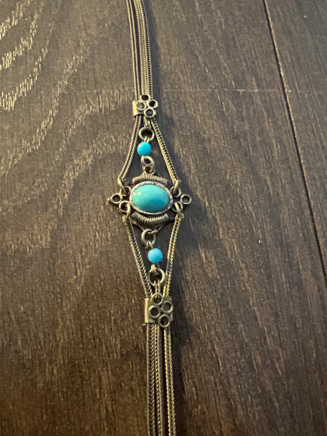 Silver Tone Turquoise Beaded Bracelet