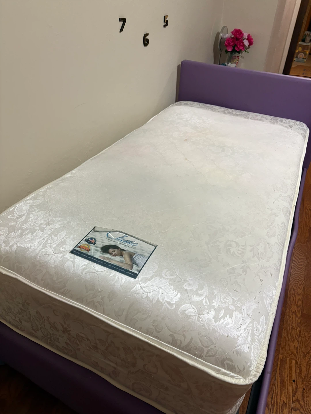 Purple Twin Bed Frame & Mattress - photo 2