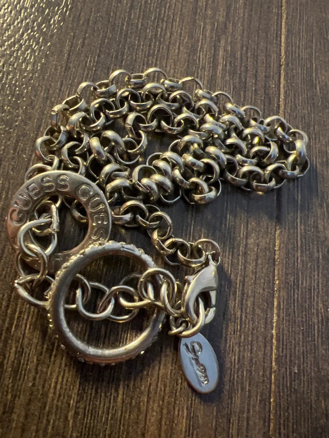 Guess Silver Tone Chain Necklace