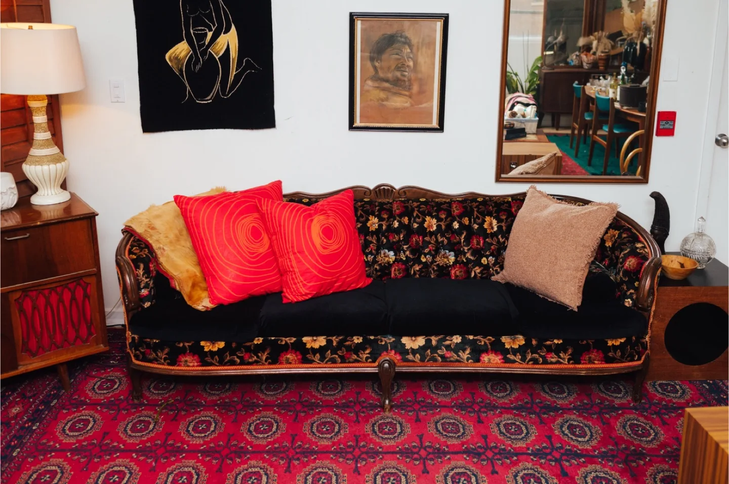 Baroque Revival Velvet Sofa + Free Throw Pillows