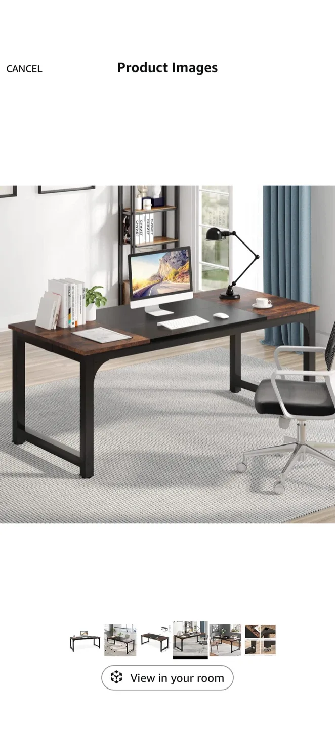 Large Wood & Metal Computer Office Desk