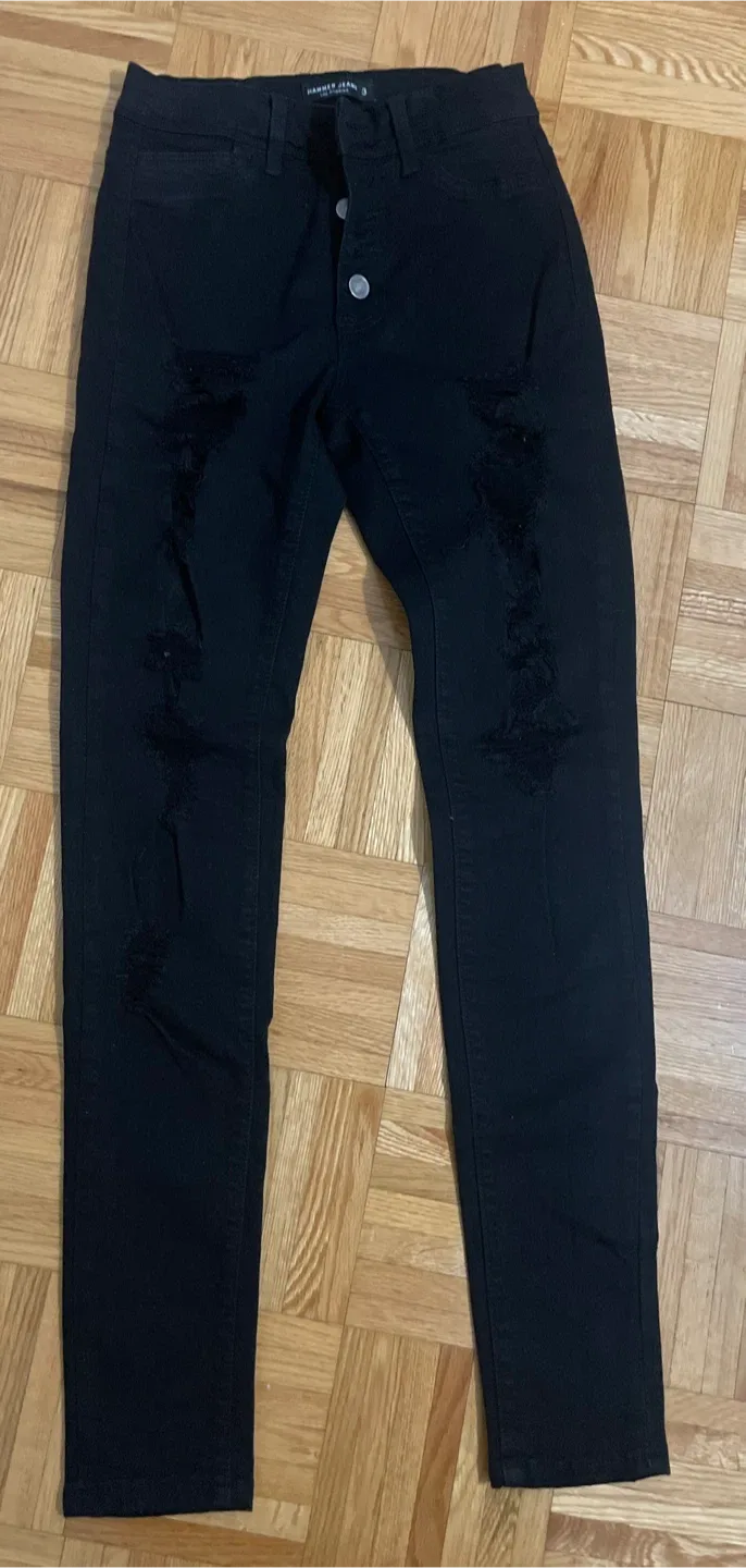 Hammer Jeans Black Ripped Jeans - Size 3