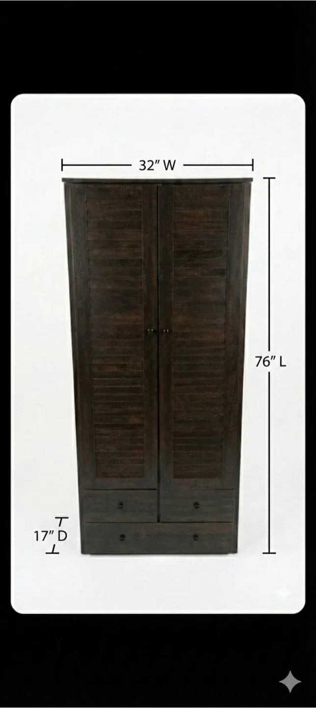 Dark Brown Armoire Wardrobe Closet - 32"x17"x76" image indicator(3)