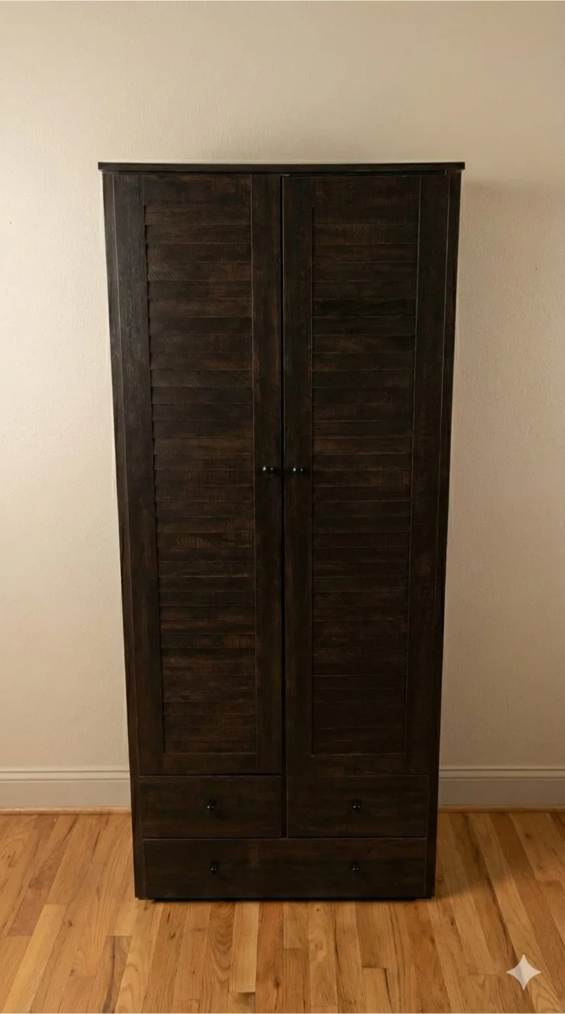 Dark Brown Armoire Wardrobe Closet - 32"x17"x76"