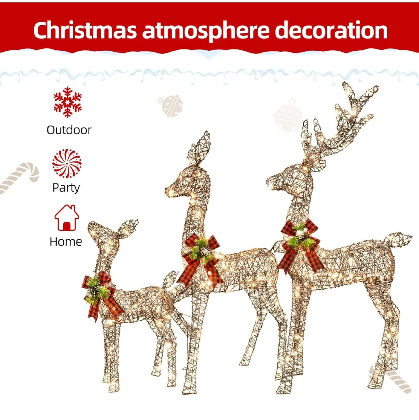 Lighted Christmas Reindeer Family - Outdoor Decor image indicator(4)