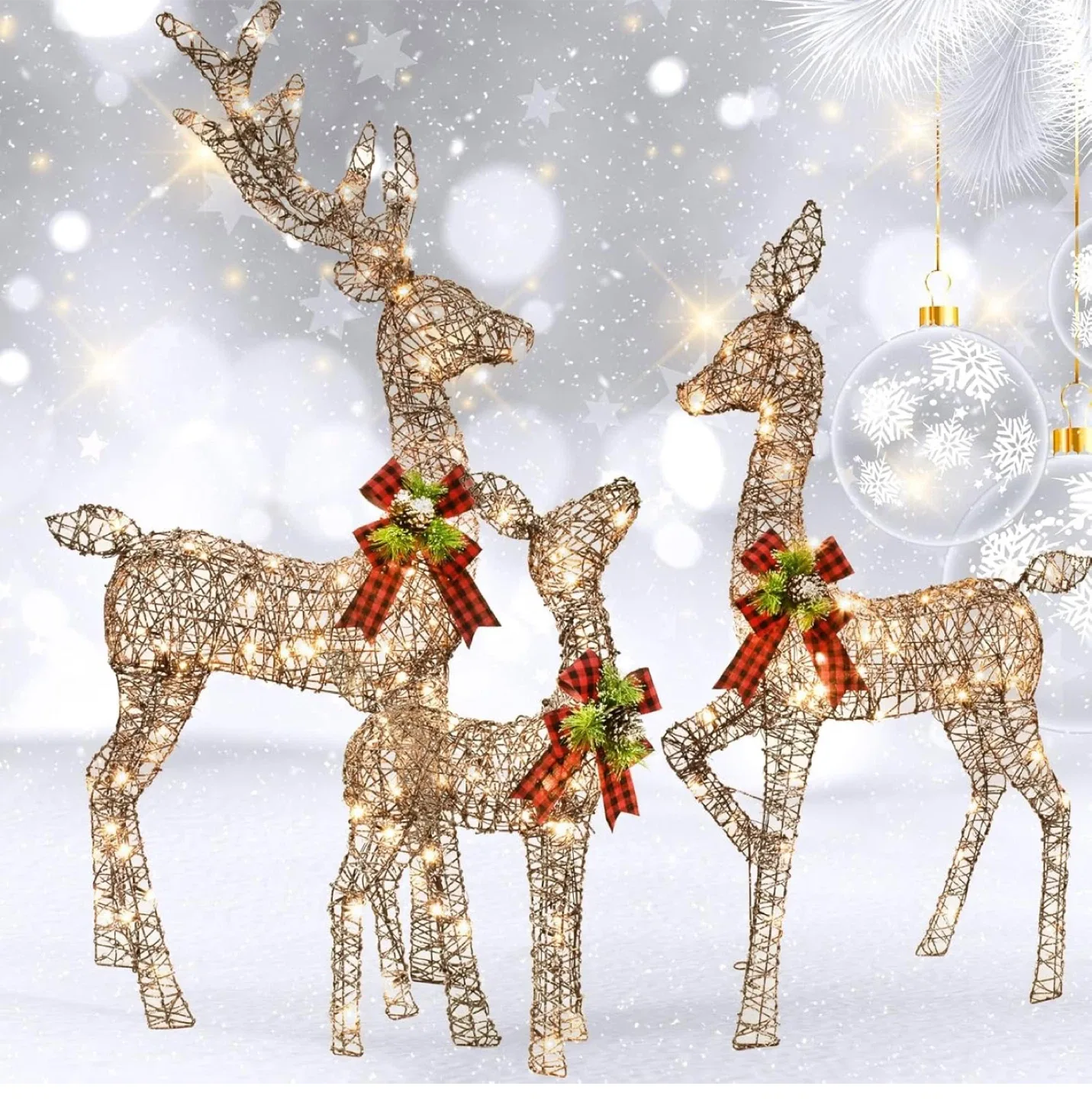 Lighted Christmas Reindeer Family - Outdoor Decor image indicator(7)