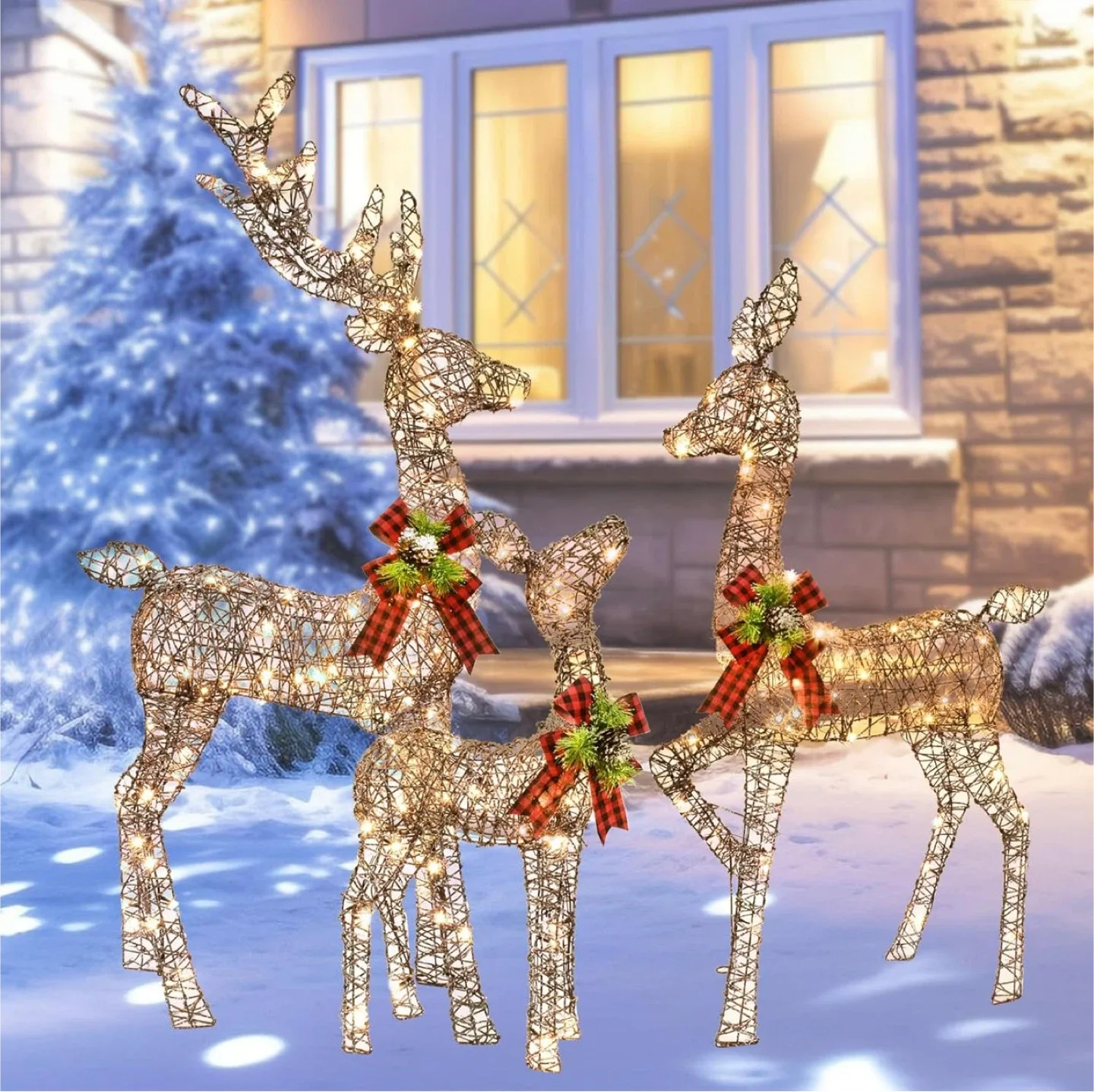 Lighted Christmas Reindeer Family - Outdoor Decor image indicator(8)