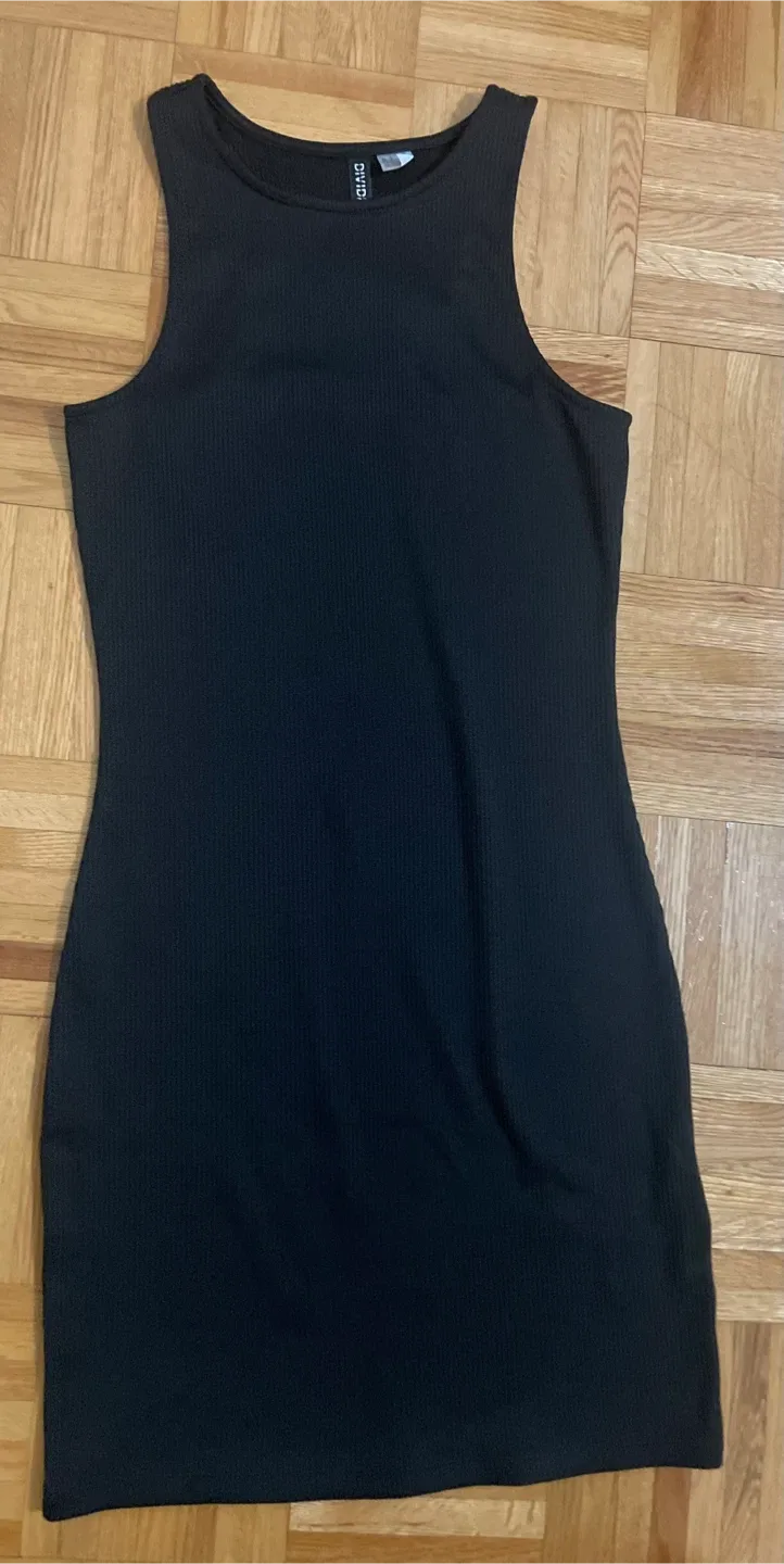 H&M Divided Black Ribbed Dress - Size S