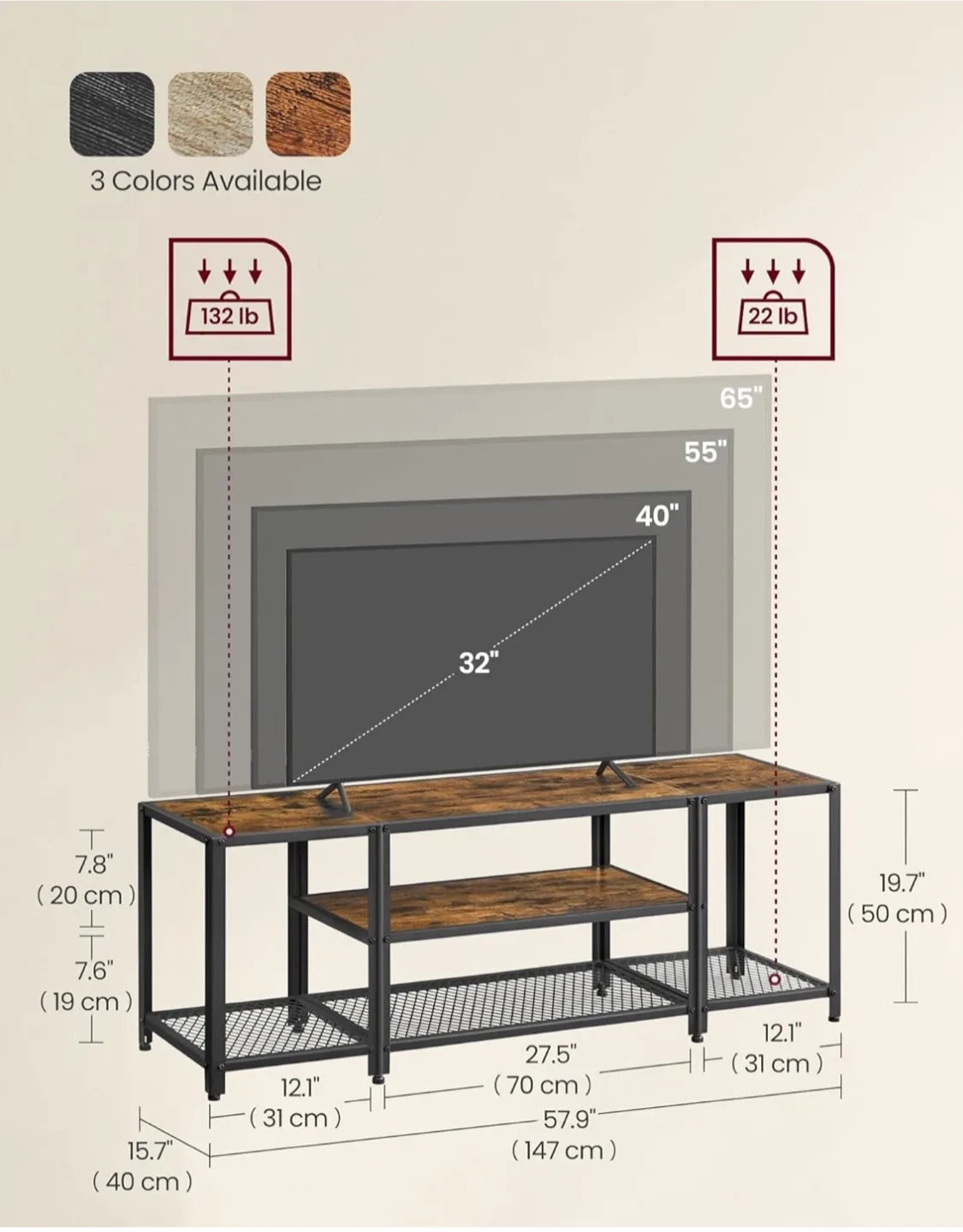 TV Console  Stand - Rustic Brown image indicator(2)