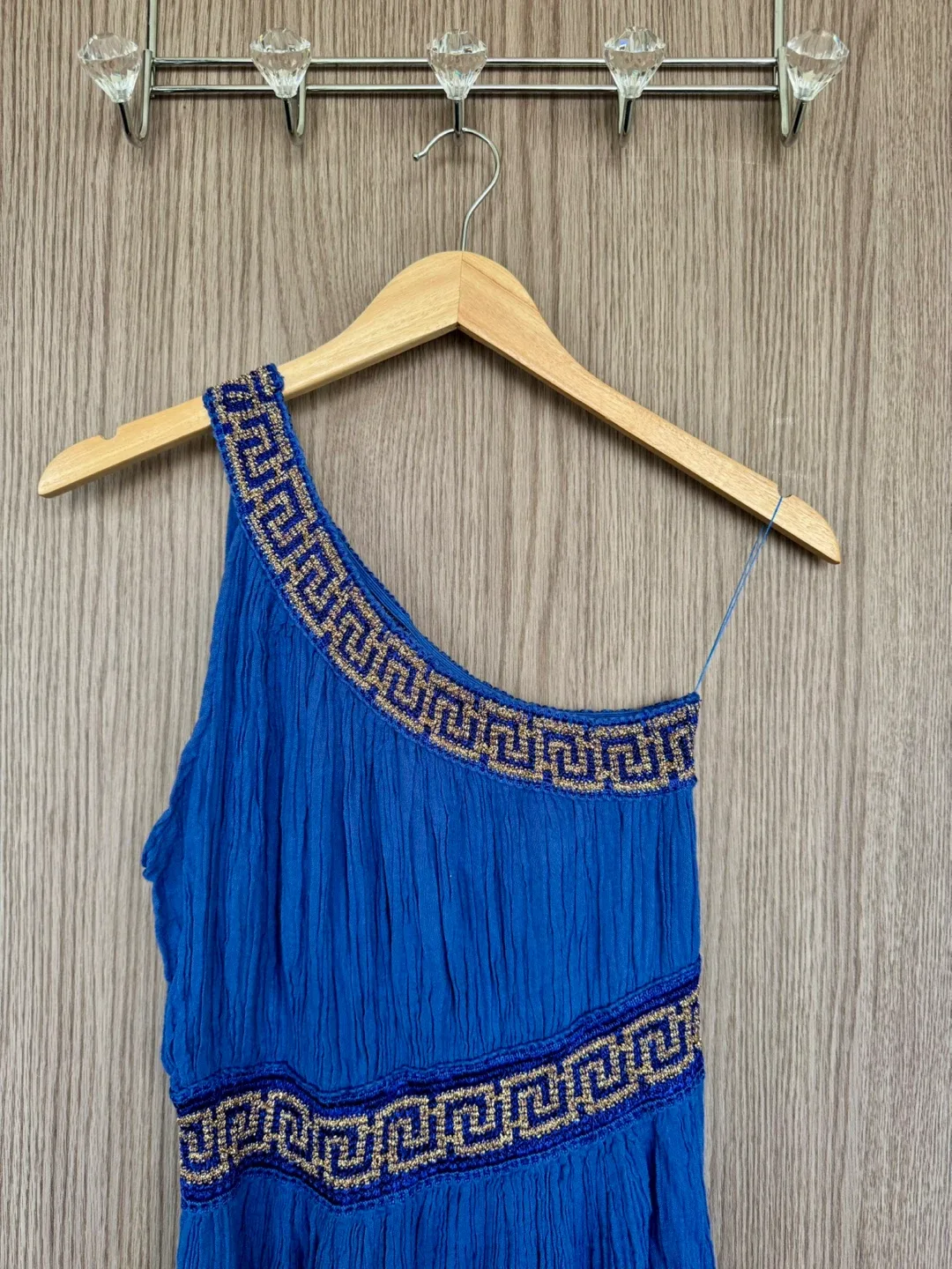 Royal Blue One-Shoulder Grecian Maxi Dress – Resort Couture image indicator(3)