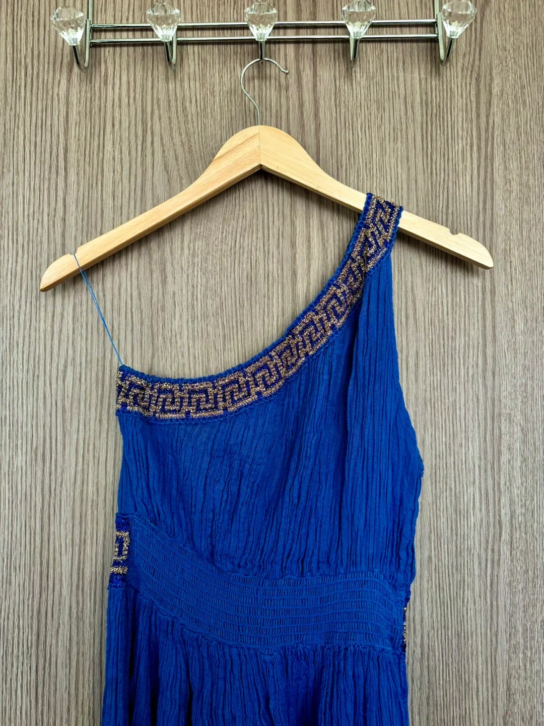 Royal Blue One-Shoulder Grecian Maxi Dress – Resort Couture image indicator(4)