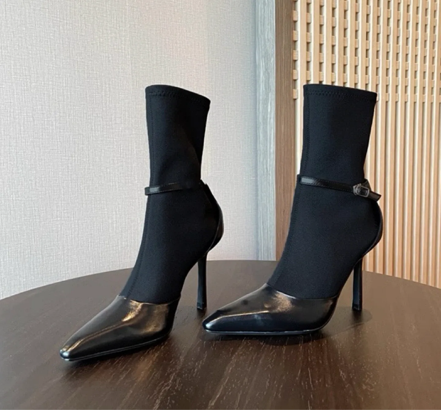 New Black Ankle High Heel Boots Size 37