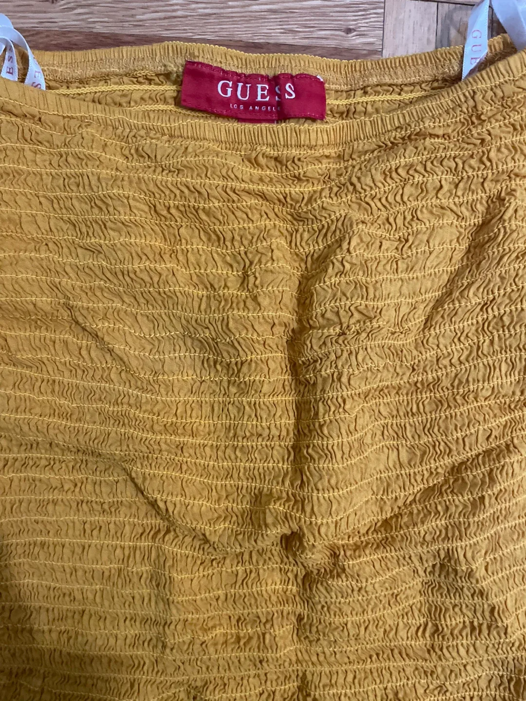 Guess Yellow Smocked Top with Bell Sleeves image indicator(3)