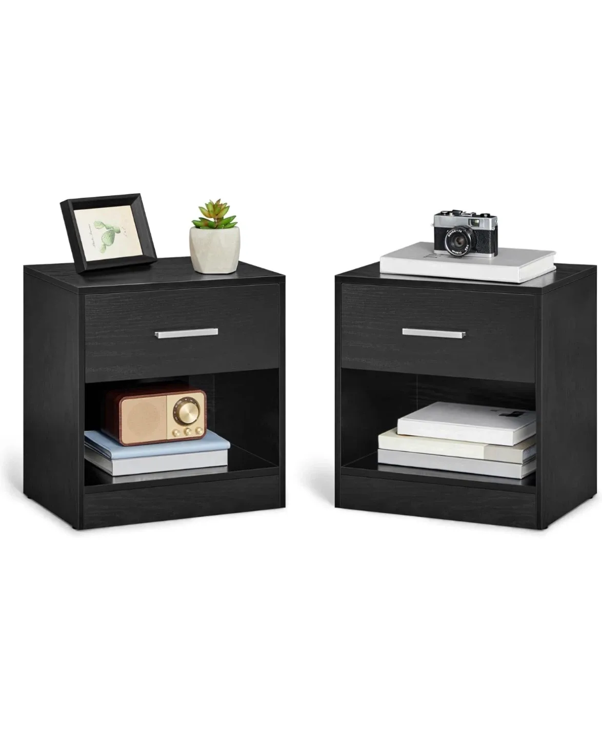 VASAGLE Black End Tables - Set of 2