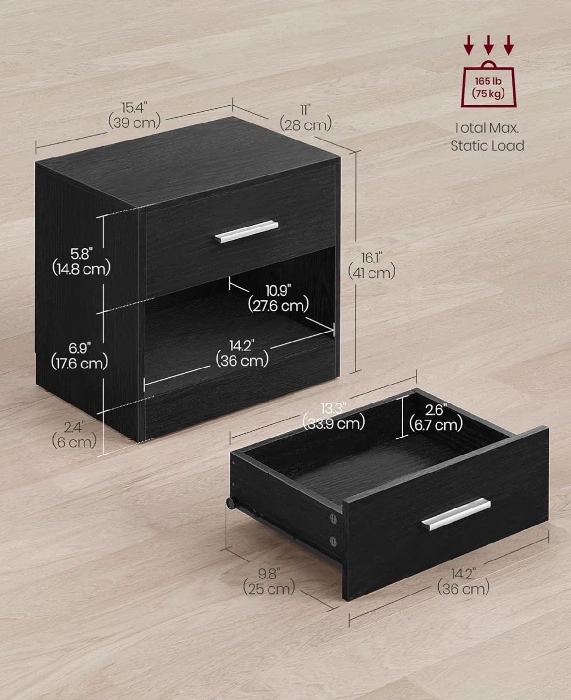 VASAGLE Black End Tables - Set of 2 image indicator(2)