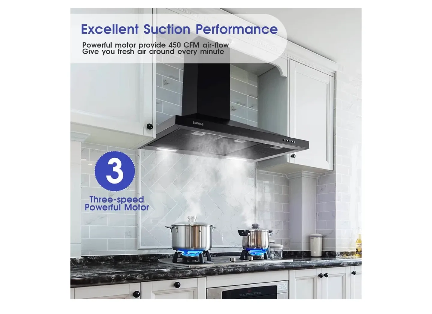 SNDOAS Black Painted Stainless Steel Range Hood image indicator(7)