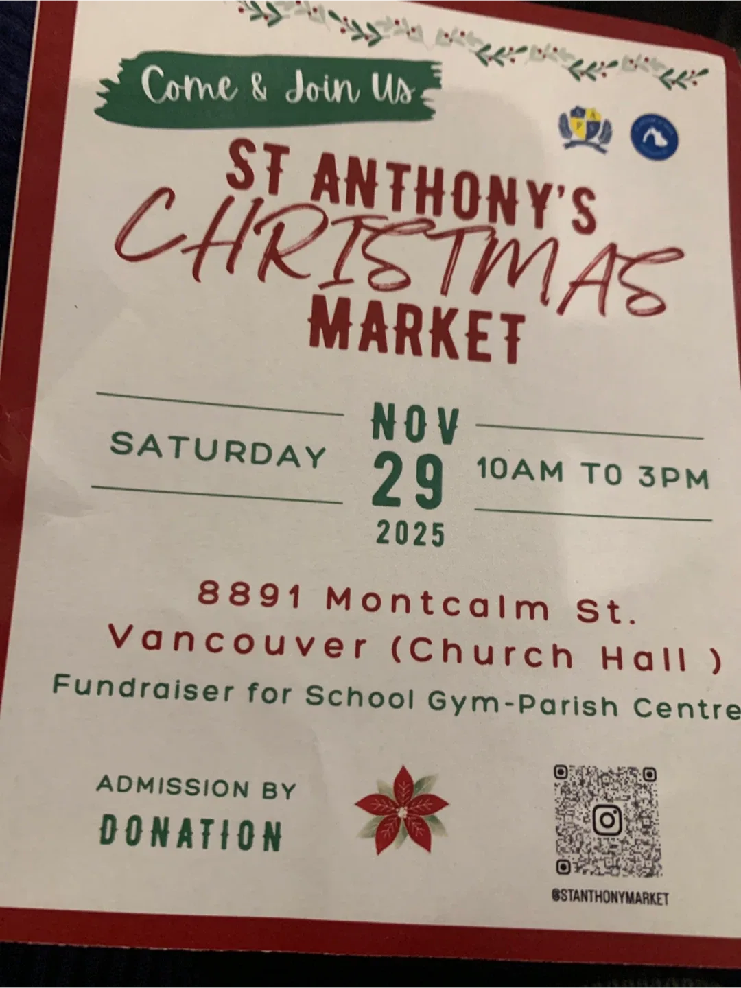 St Anthony's Christmas Market - Nov 29, 2025
