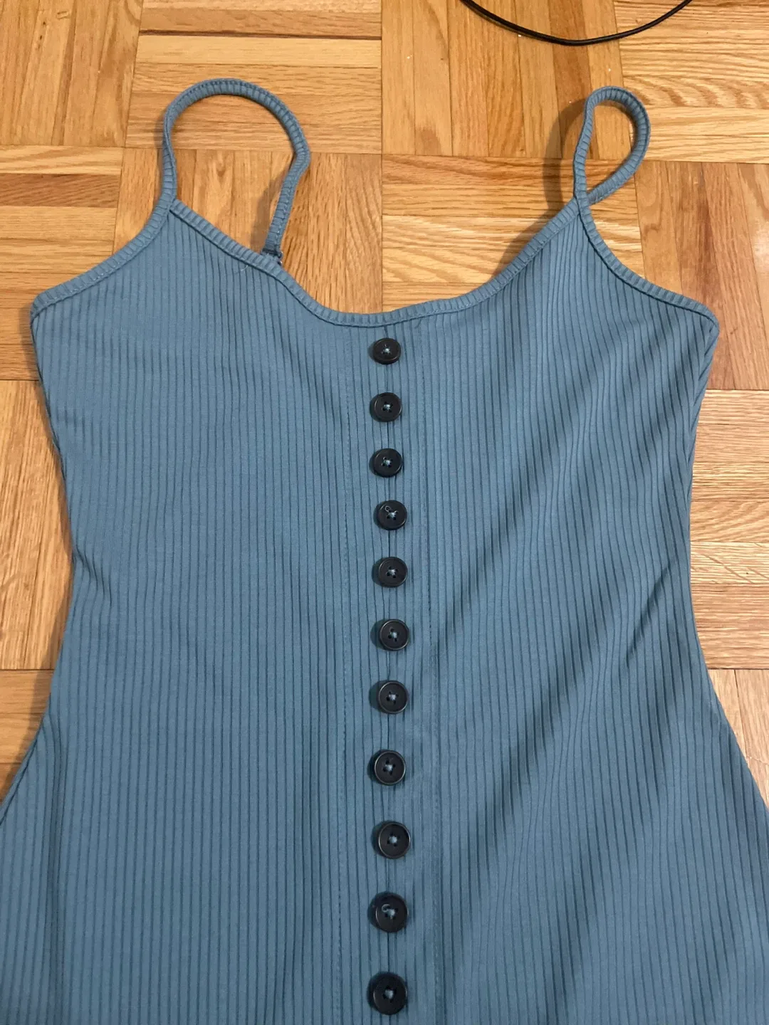 Blue Ribbed Button-Down Dress image indicator(2)