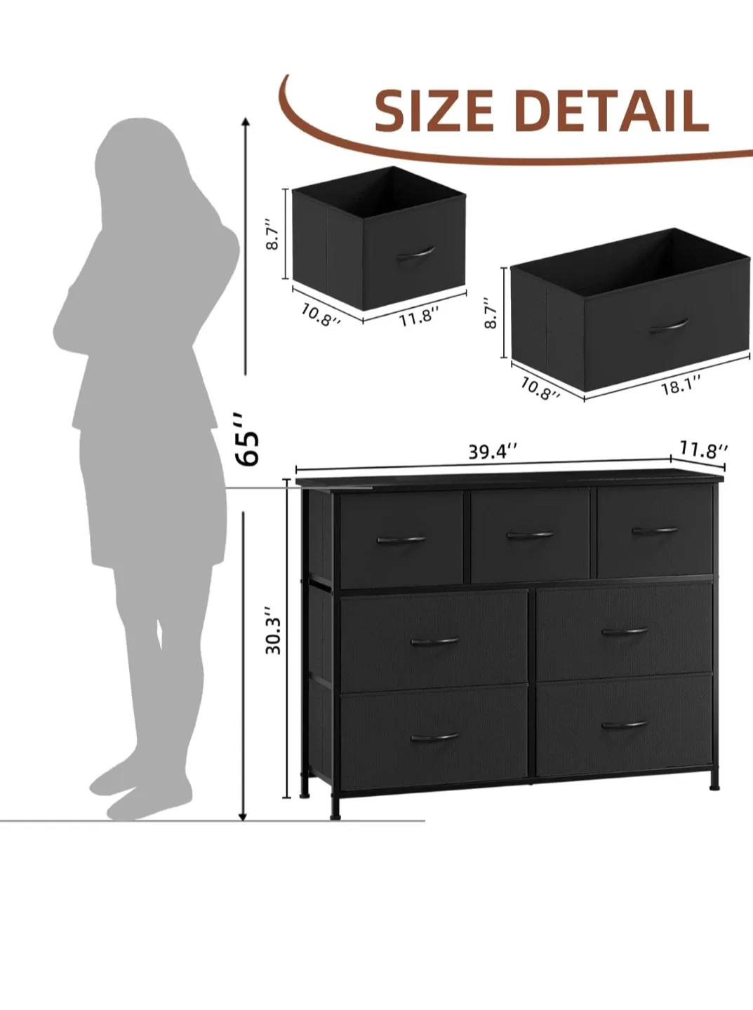 Black And White 7-Fabric Drawer Dresser image indicator(3)