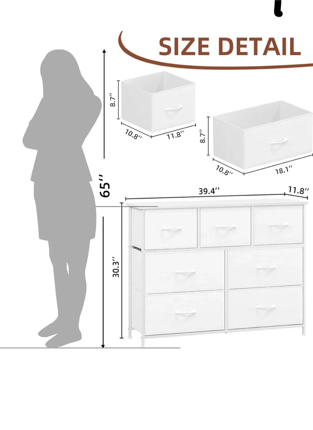 Black And White 7-Fabric Drawer Dresser image indicator(4)