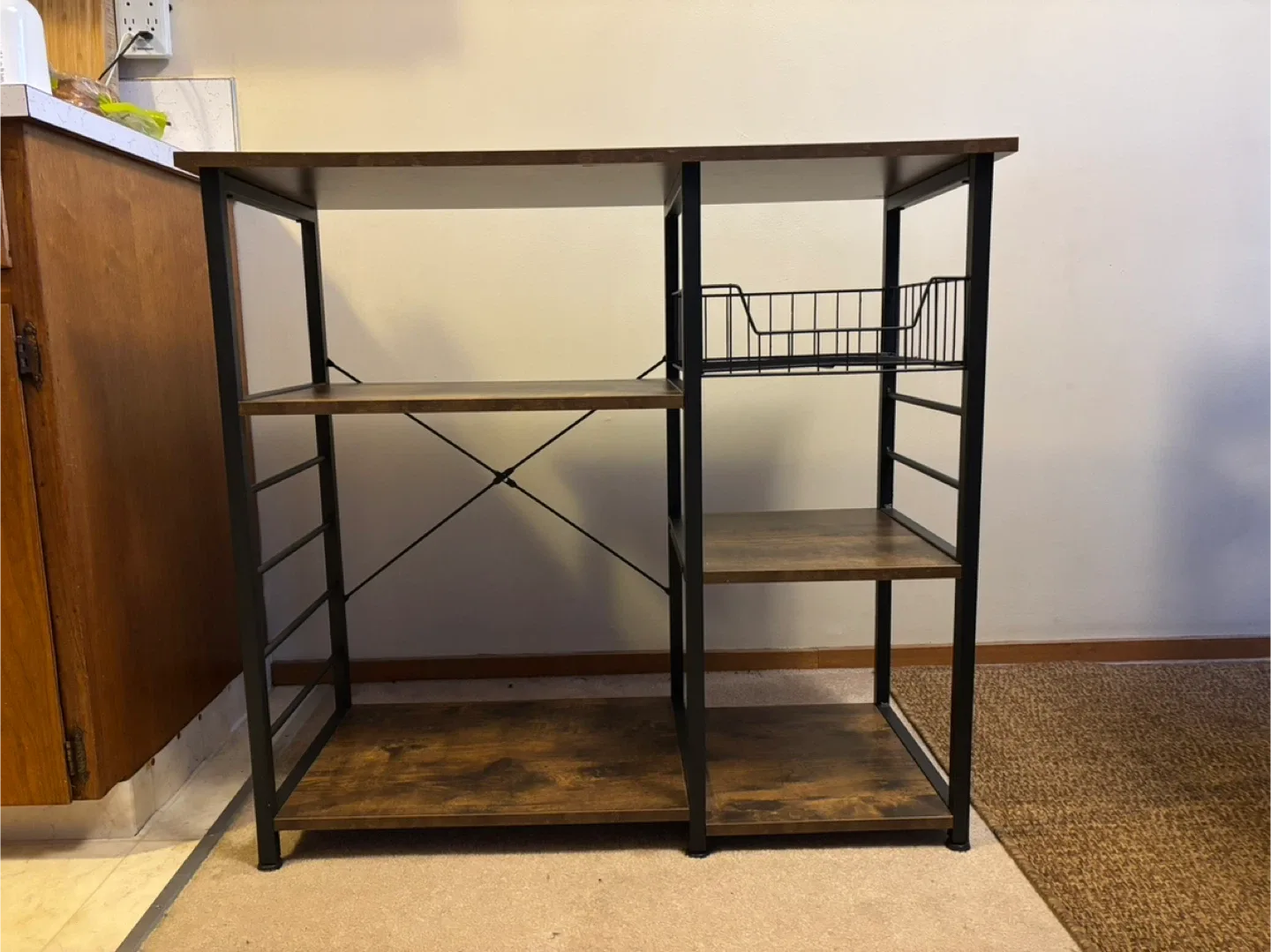 Brown & Black Kitchen Baker's Rack