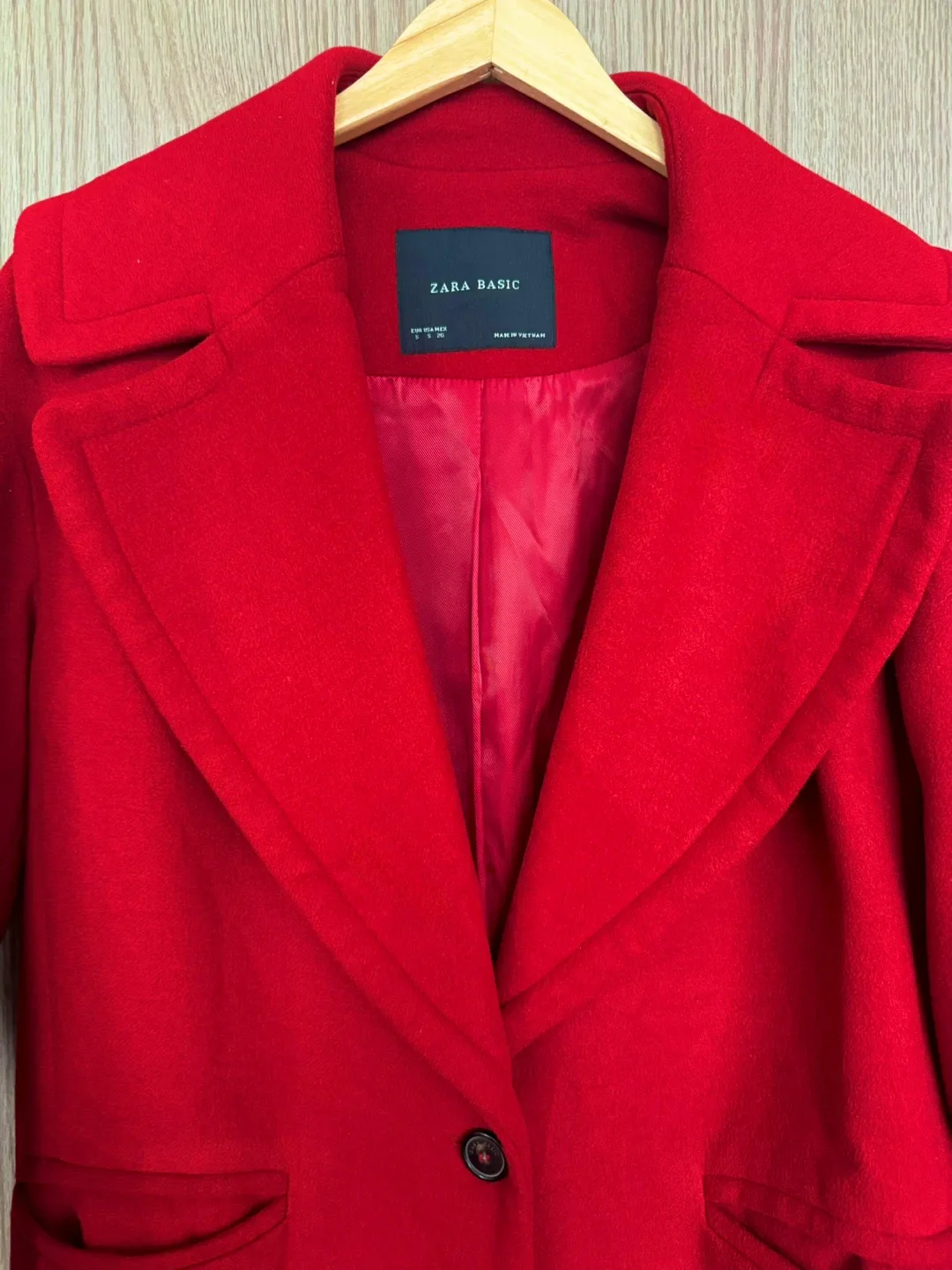 ZARA Red Wool-Blend Tailored Coat image indicator(3)