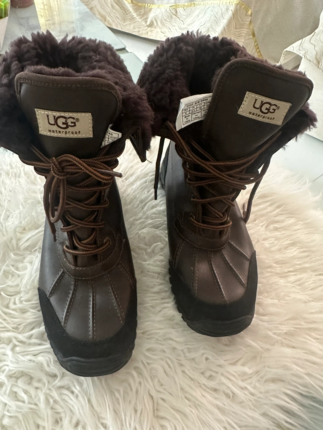 Size 8 UGG Waterproof Brown Leather Boots