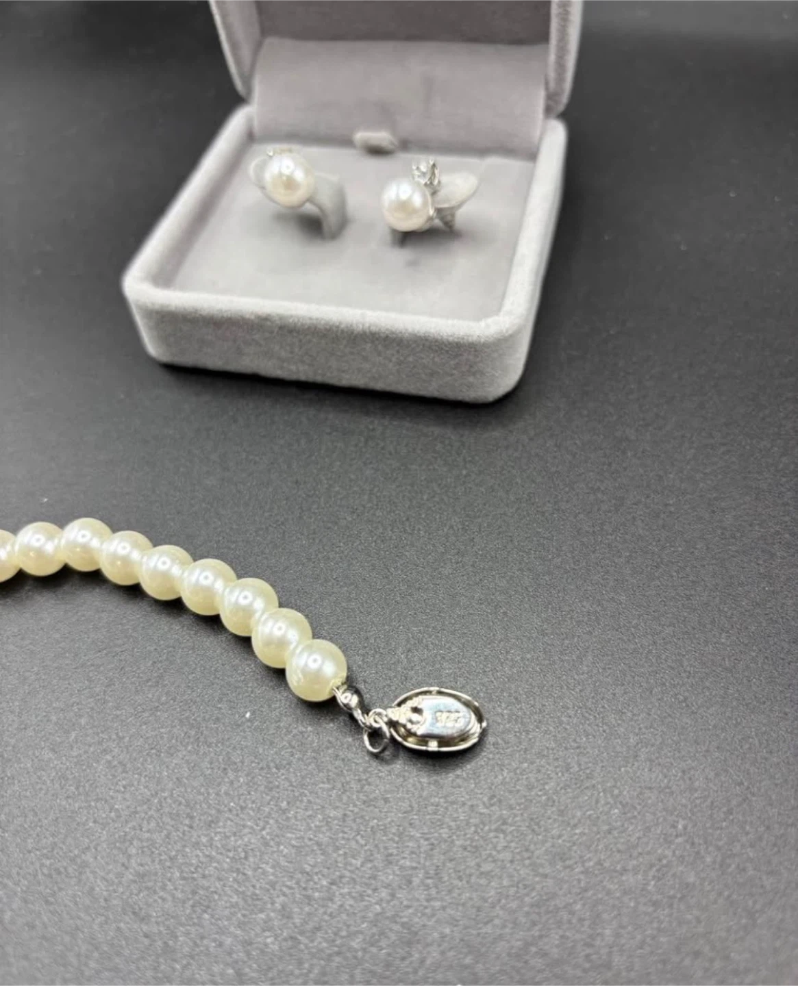 Coated shell Pearl bracelet (925 silver lock) & Earrings Set - photo 3