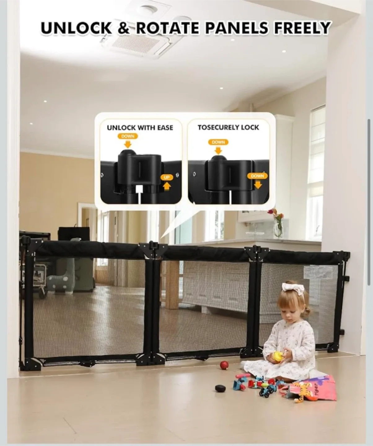 New dearlomum Extra Wide Folding 3 Panel Baby Gate image indicator(2)