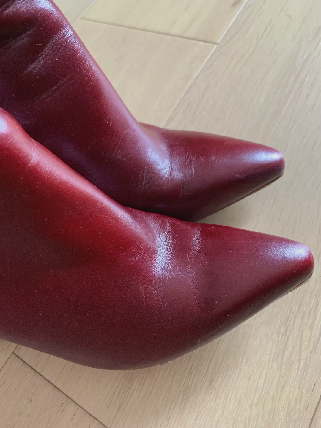 Vetements Burgundy Leather Ankle Boots Size 37 image indicator(5)