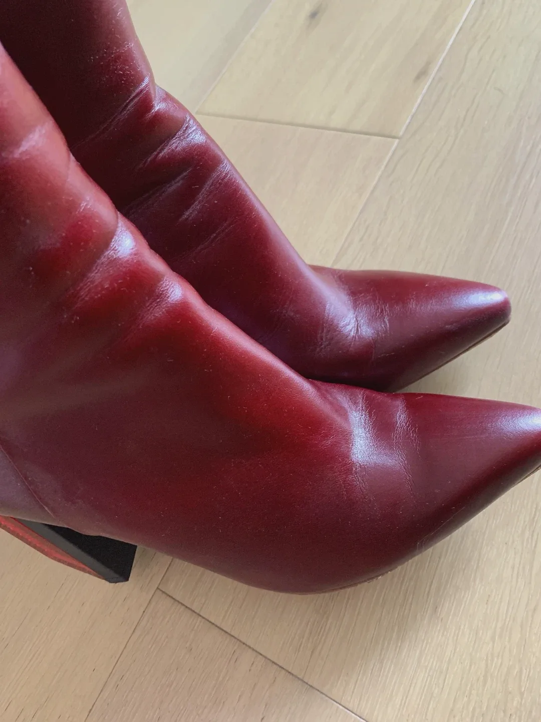 Vetements Burgundy Leather Ankle Boots Size 37 image indicator(4)