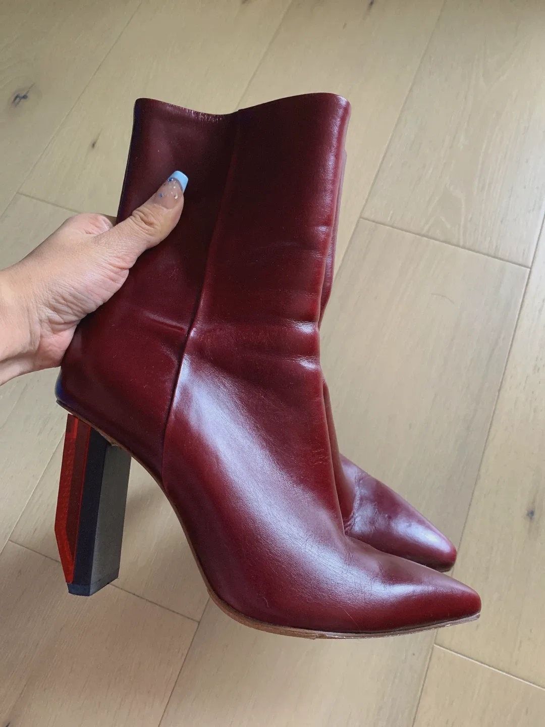 Vetements Burgundy Leather Ankle Boots Size 37 image indicator(8)