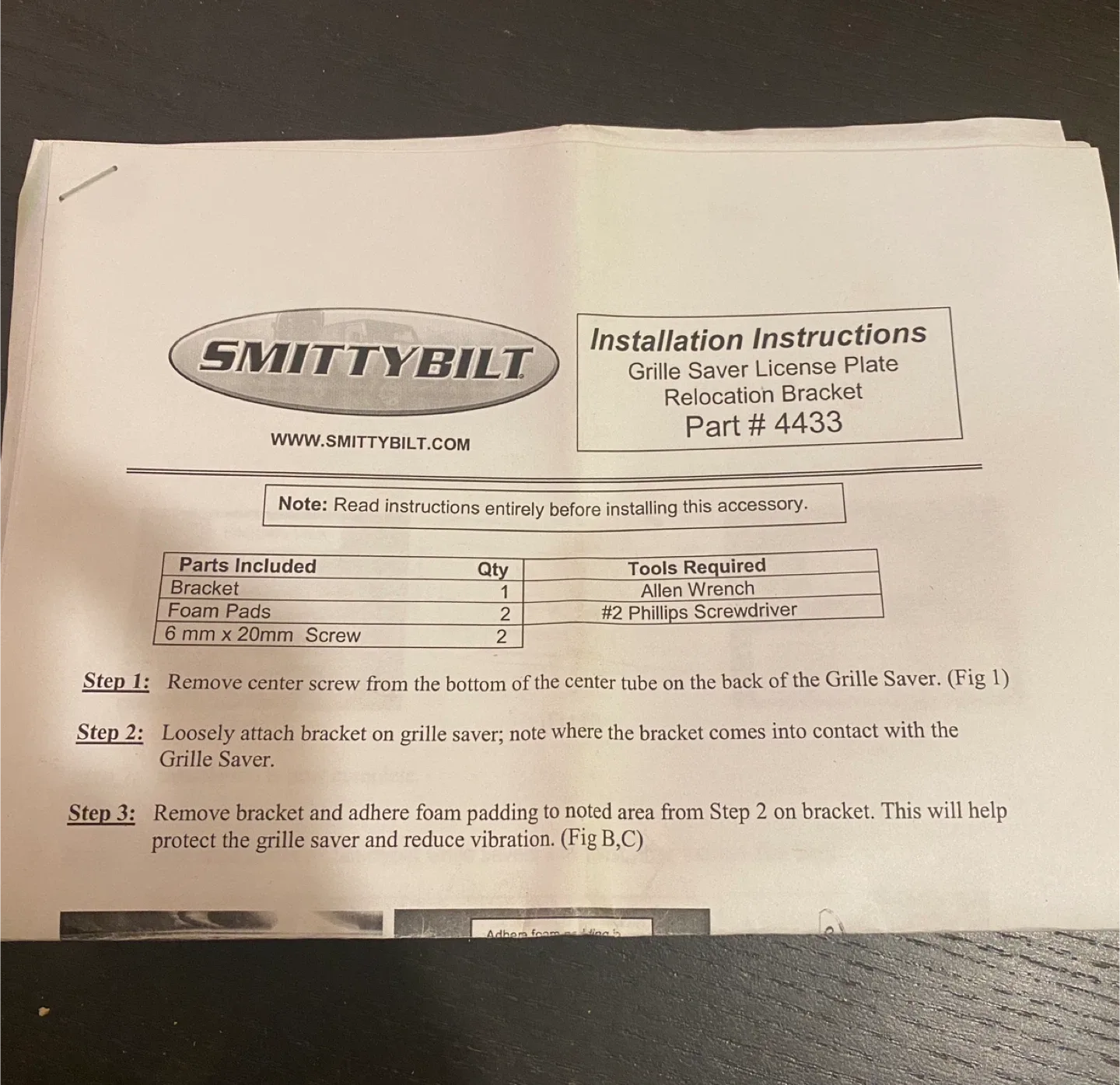 Smittybilt License Plate Relocation Bracket 4433 image indicator(4)