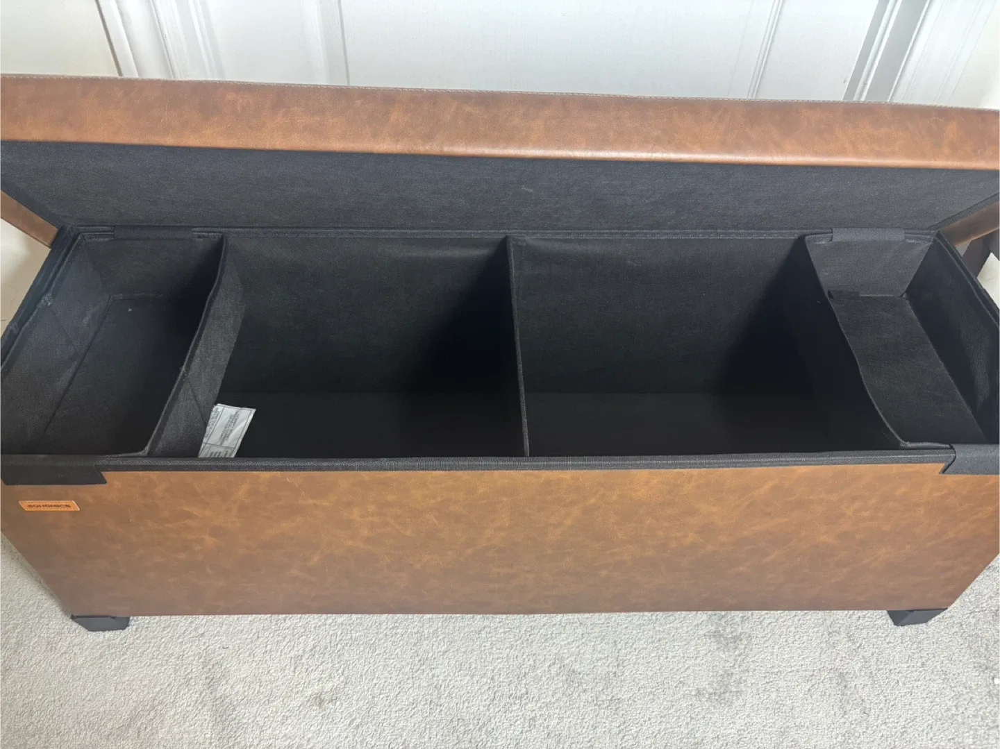 Brown Faux Leather Storage Ottoman Bench image indicator(4)