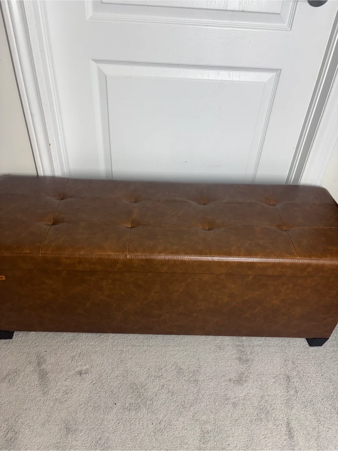 Brown Faux Leather Storage Ottoman Bench image indicator(5)