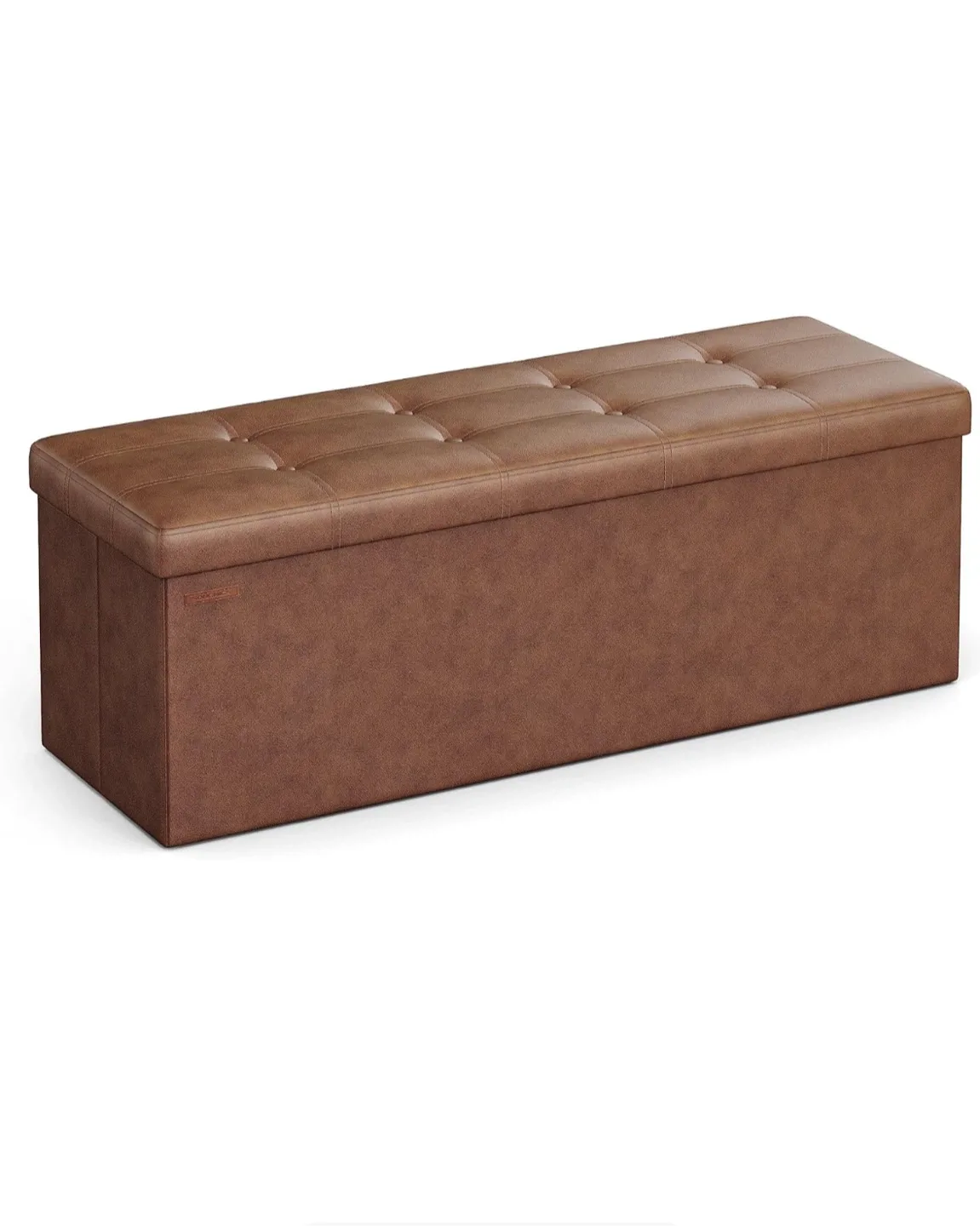 Brown Faux Leather Storage Ottoman Bench