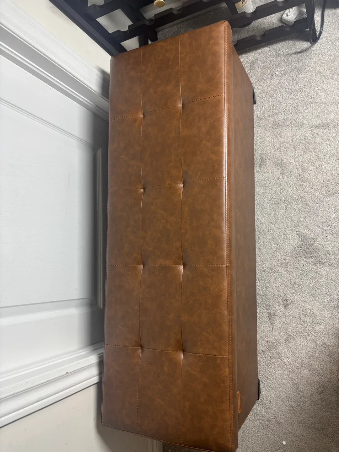 Brown Faux Leather Storage Ottoman Bench image indicator(3)