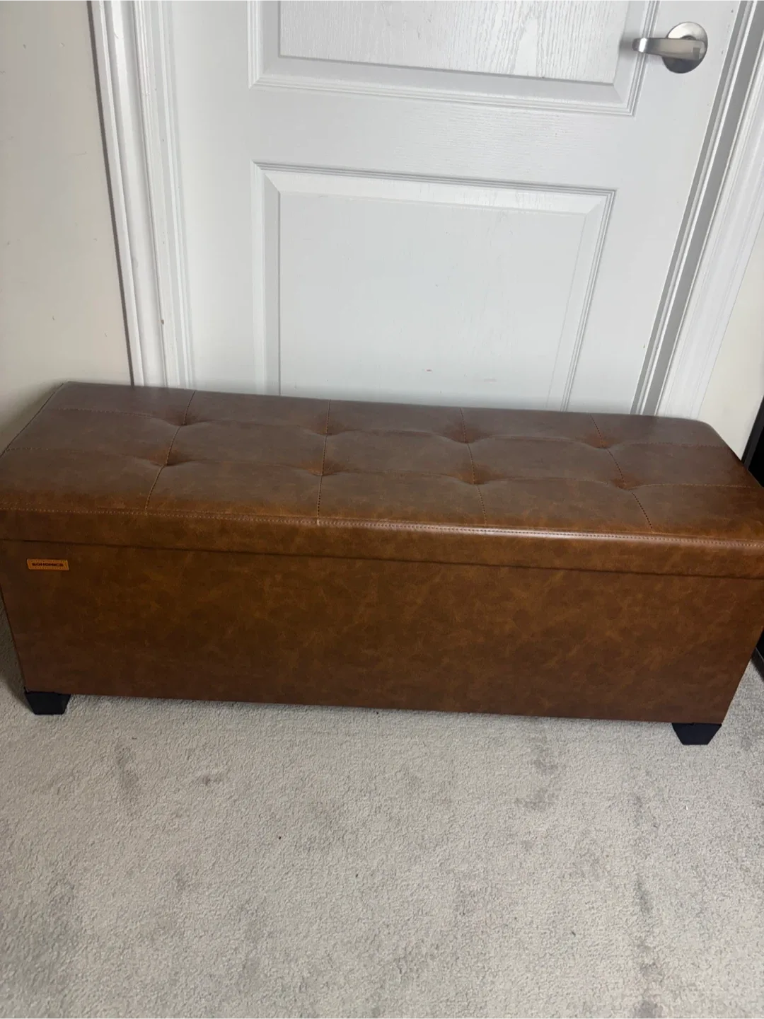 Brown Faux Leather Storage Ottoman Bench image indicator(6)