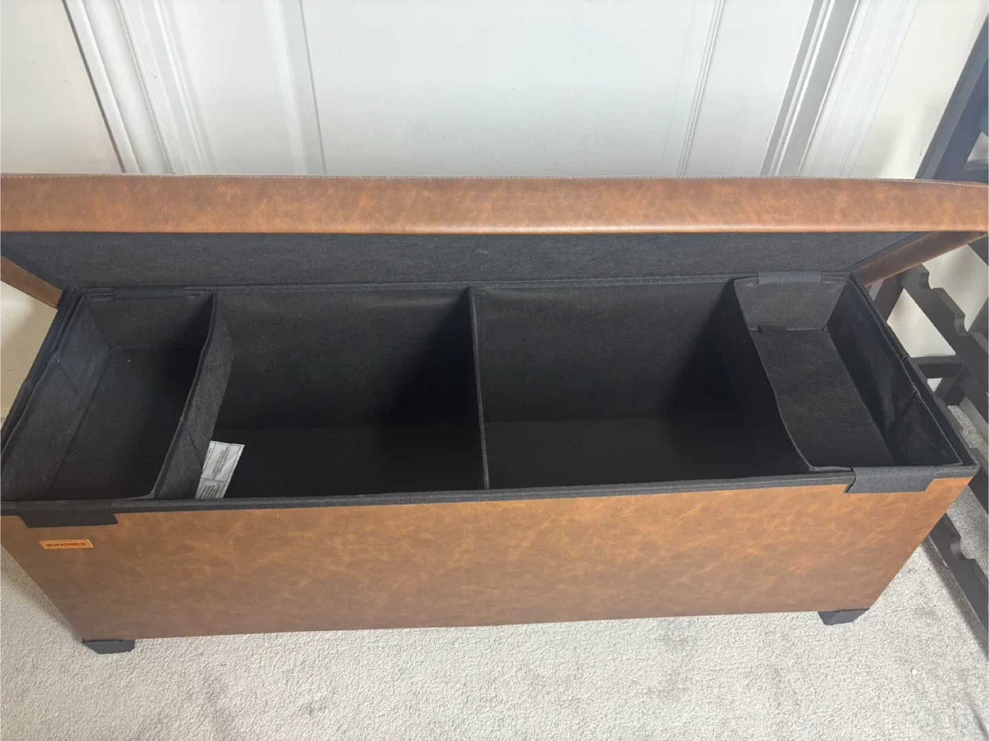 Brown Faux Leather Storage Ottoman Bench image indicator(7)