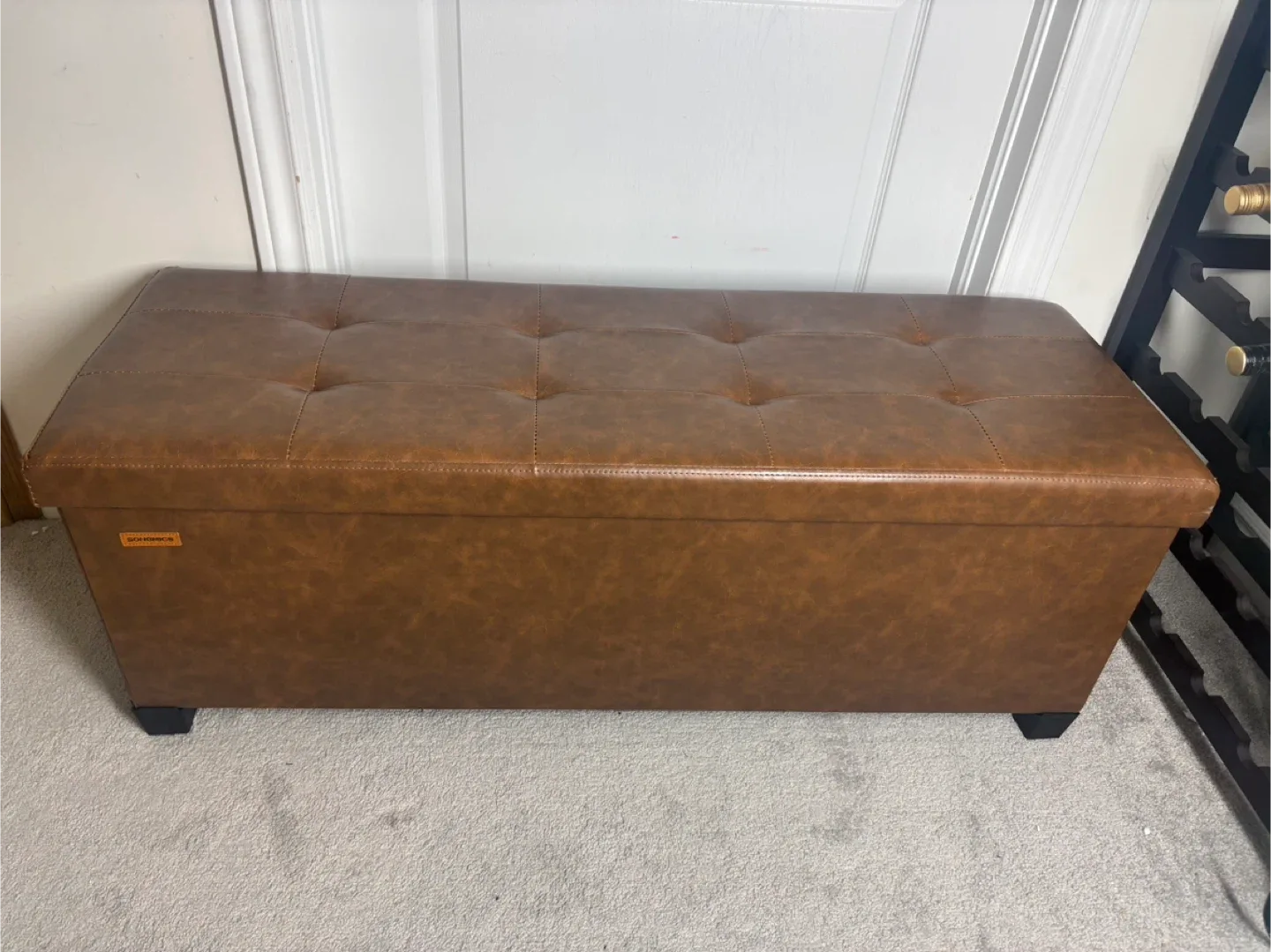 Brown Faux Leather Storage Ottoman Bench image indicator(8)