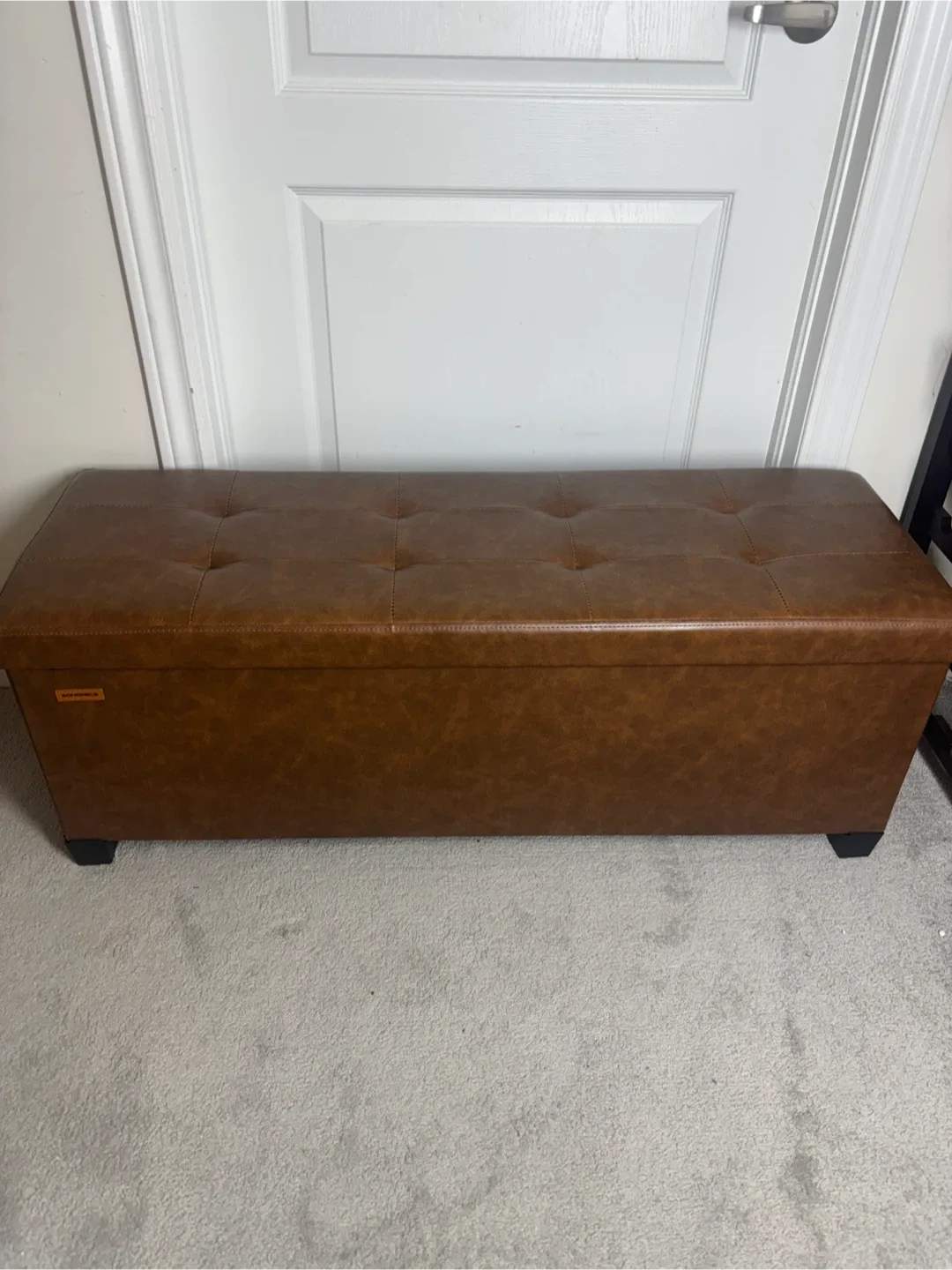 Brown Faux Leather Storage Ottoman Bench image indicator(9)