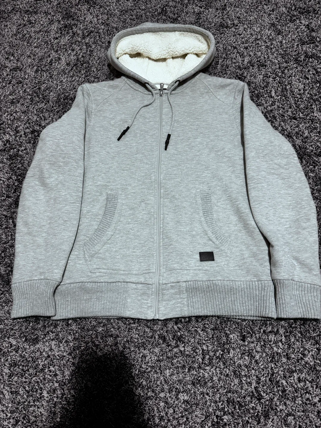 Buffalo David Bitton Grey Sherpa Lined Hoodie - Size M