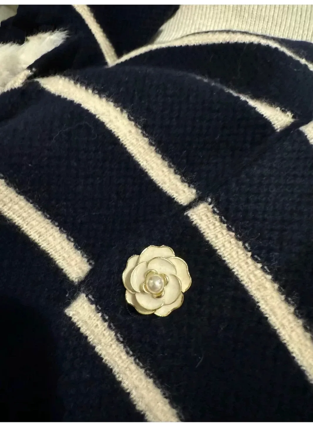 New Striped Cardigan with Flower Buttons image indicator(2)
