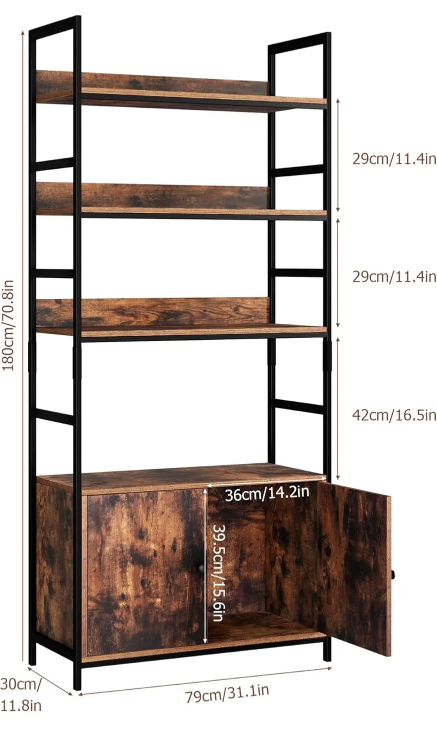 Rustic Brown Bookshelf with Cabinet image indicator(5)