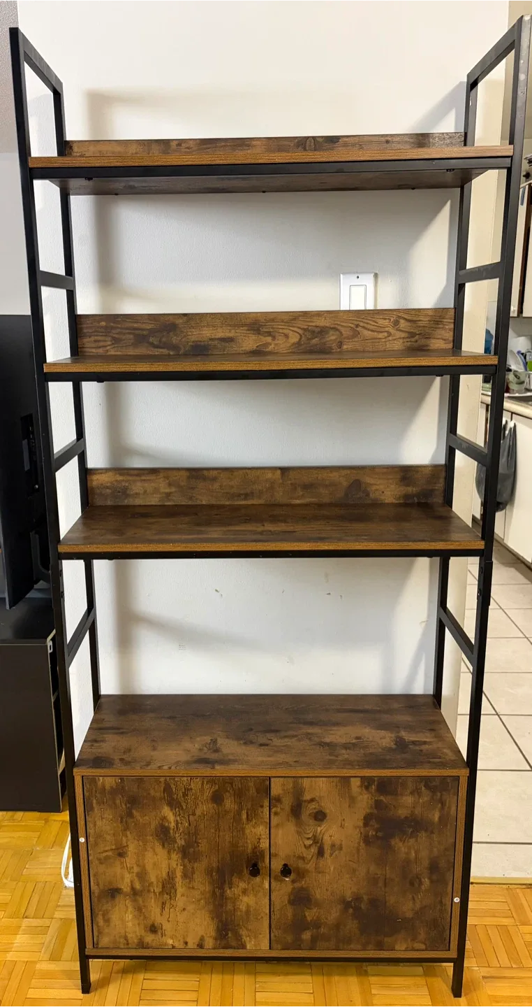 Rustic Brown Bookshelf with Cabinet image indicator(2)